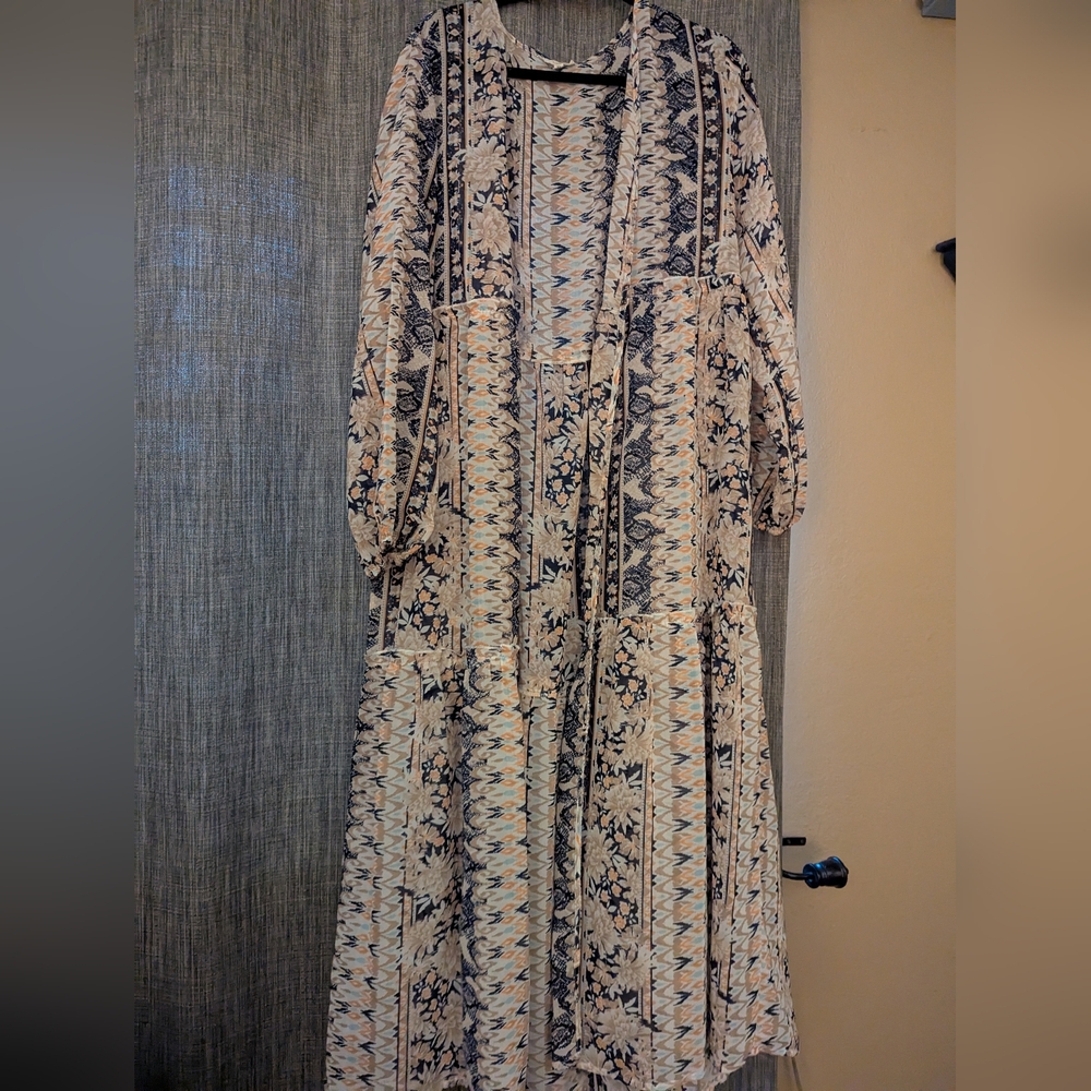 Rebellion Blue Resort Wear Sundress with Bishop Sleeves